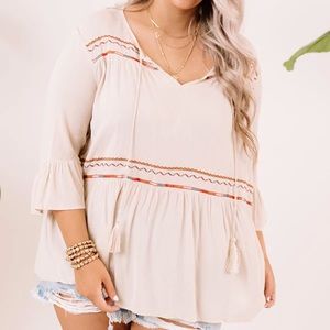 Front Porch Party Shift Top, Cream, 3X